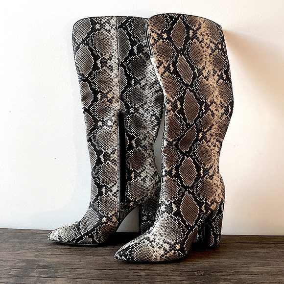 Shoes | Kneehigh Snake Print Boots | Poshmark